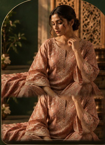 Model in a rose kurta set